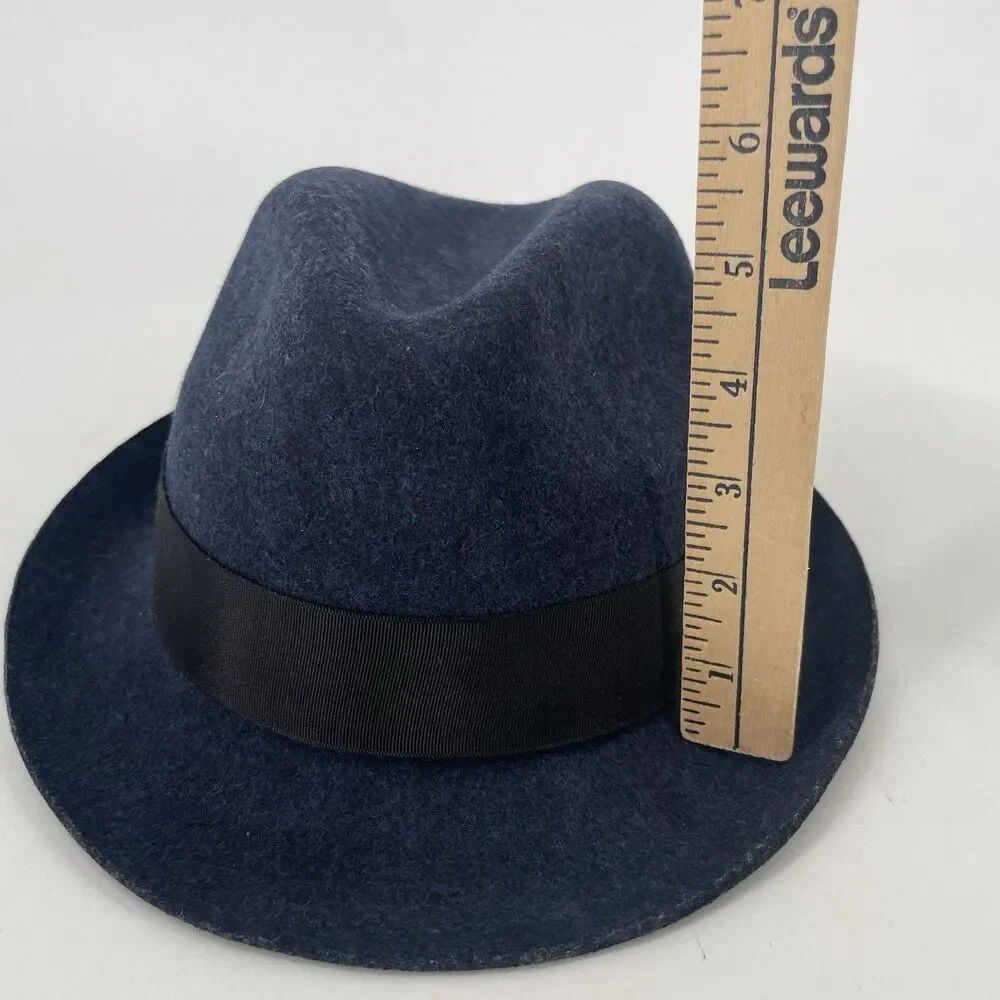 Bailey Of Hollywood Wool Felt Fedora Hat Mens M Blue Trilby Grosgrain Band #3903